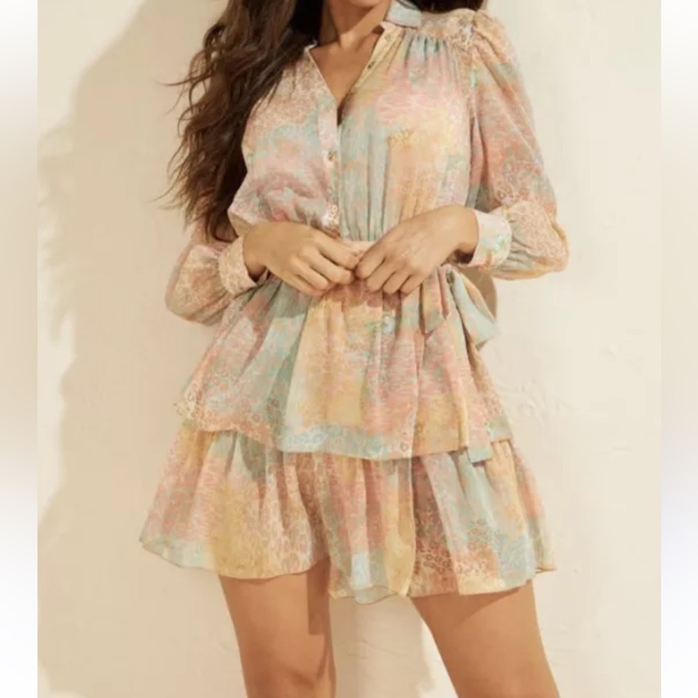 Marciano Floral Pastel Dress - Size L (8)
